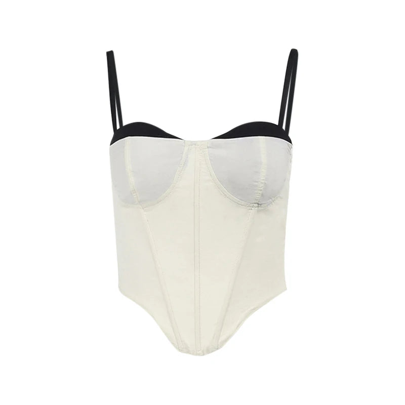 Xingqing y2k Tops Women Summer Clothes Contrast Color Spaghetti Strap Sleeveless Asymmetrical Hem Corset Tanks Party Clubwear