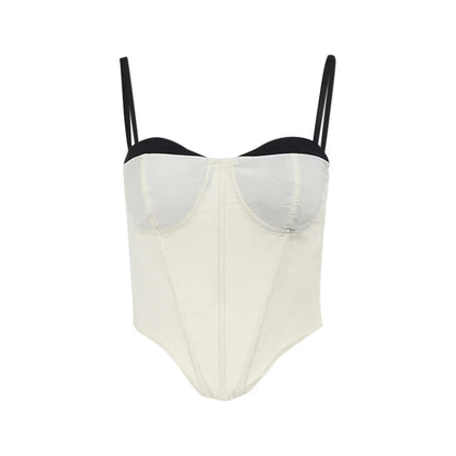 Xingqing y2k Tops Women Summer Clothes Contrast Color Spaghetti Strap Sleeveless Asymmetrical Hem Corset Tanks Party Clubwear