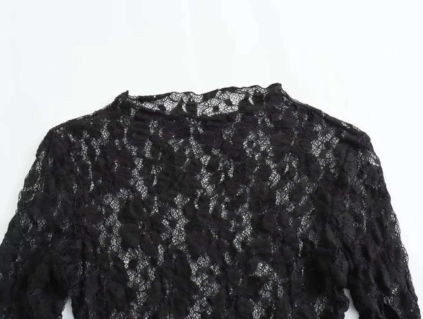 TRAFZA Summer Lace Jumpsuits For Women Fashion New Long Sleeves Hollow Out Slim Onesies Female Chic Wild Women's Bodysuits