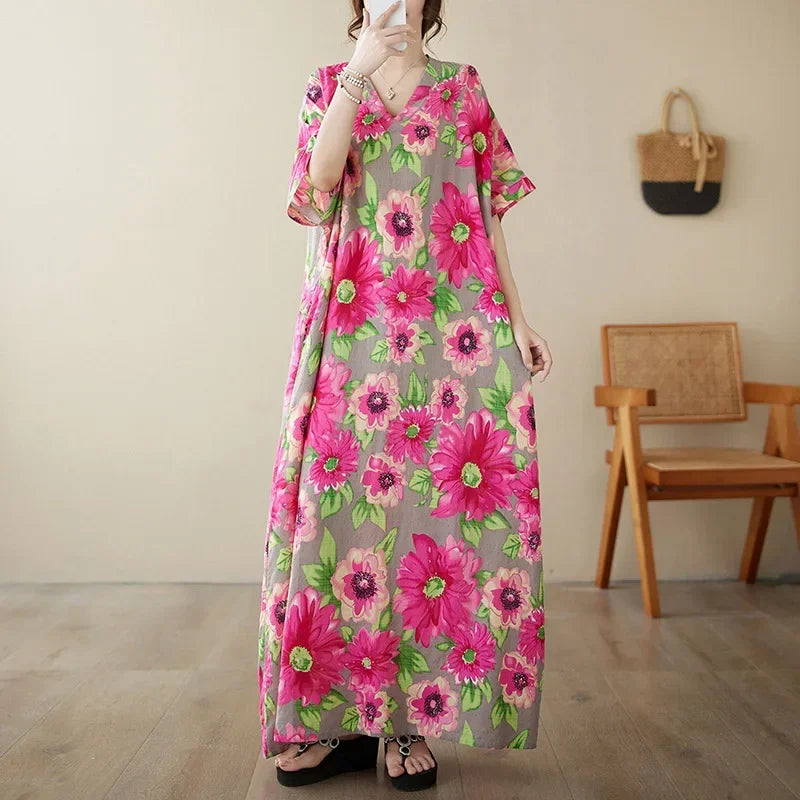 Summer Dress for Women Clothing Long Dress Fashion Clothes Cotton Vintage Harajuku Elegant Streetwear Maxi Beach Dresses N One Size