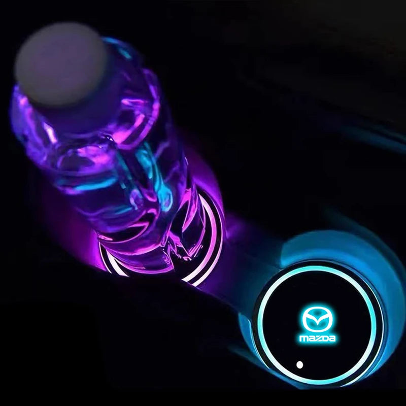 2PCS Car LED Water Cup Mat Drink Holder For Mazda MS Speed CX4 Atenza Axela MX5 CX7 CX5 CX9 RX8 CX30 Bt50 Badiee Stylez
