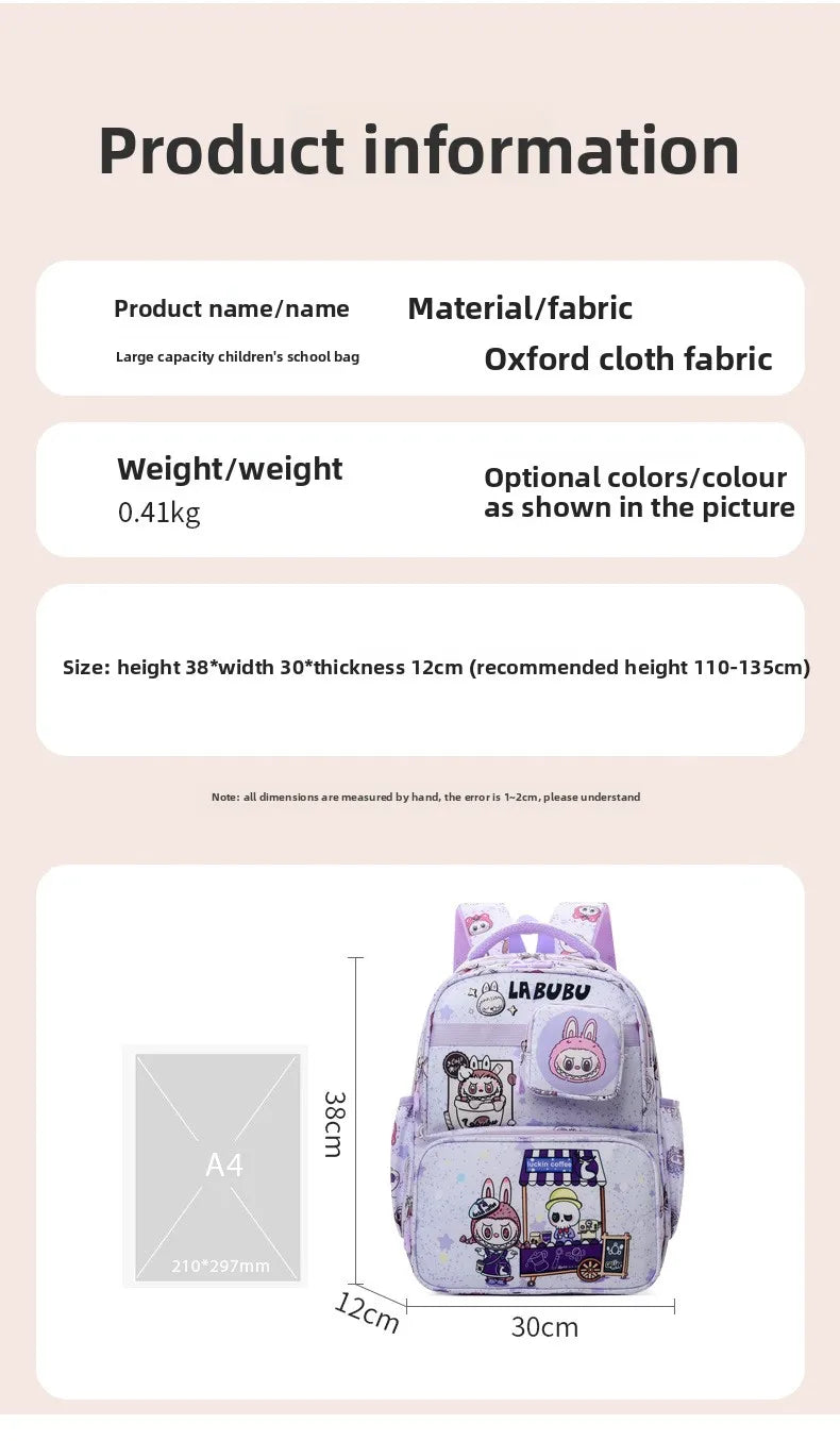 New Large Capacity Bag Children Backpack Cute Cartoon Primary School Bag Shoulder Bag New Kids Practical Portable Backpack