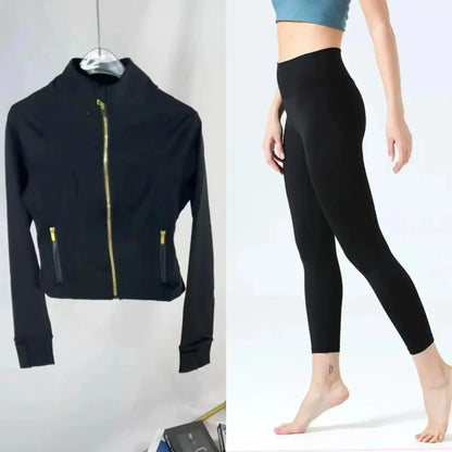 2025 Gold Label Short Sport Jacket Set Women's Yoga Clothes Slimming Fitness Jacket Active Wear Exercise Clothing Female Badiee Stylez