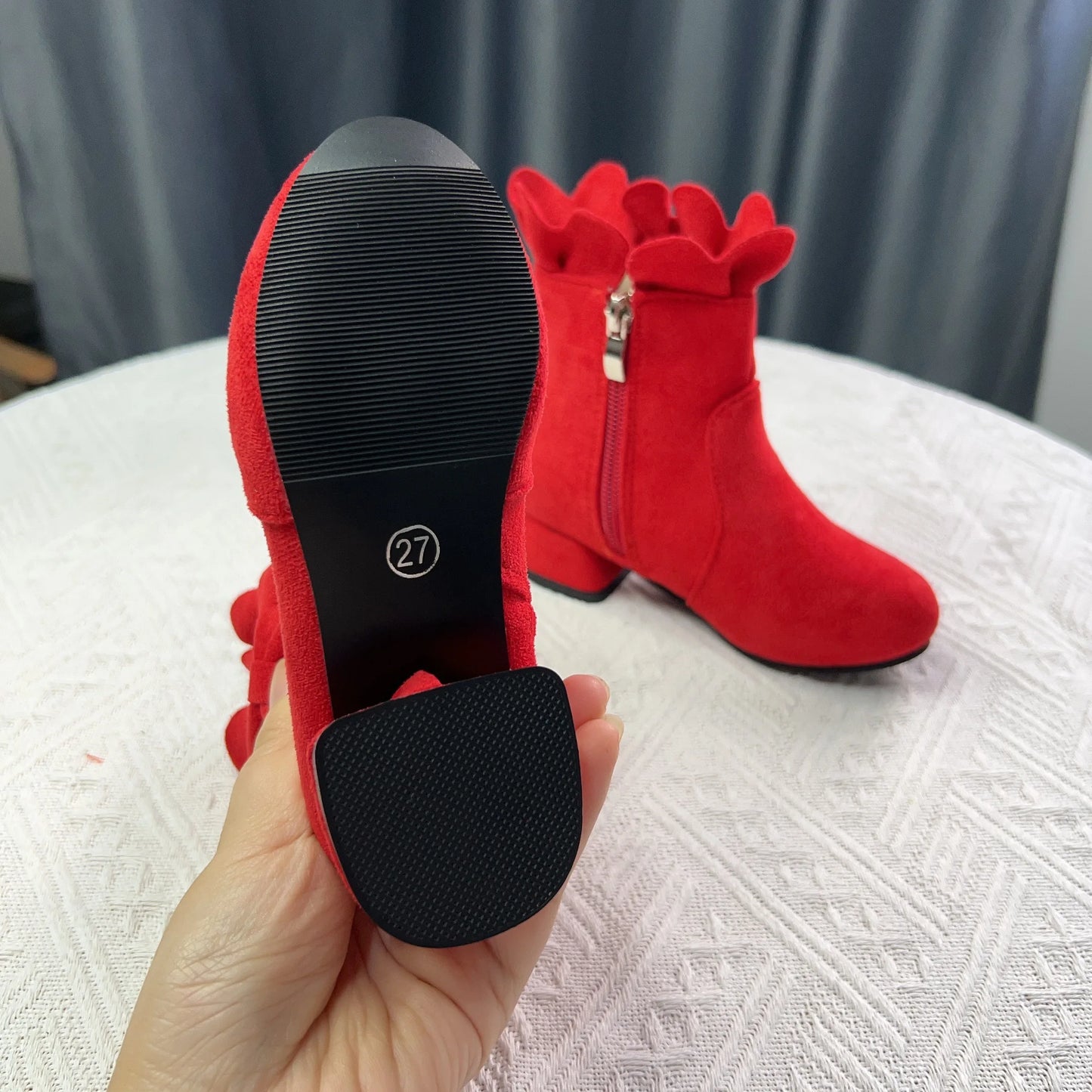 Spring Autumn Bow Girls Fashion Toddler Boots PU Leather Low Heel Kids Princess Boots Party Zip Children Ankle Baby Girl Shoes