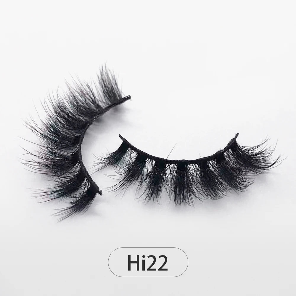 Dropshipping Reuseable Natural Long 12-15mm 3D Faux Mink Lashes Fluffy Volume False Eyelashes Cruelty Free Wispy Makeup Lashes Hi22 15mm CHINA