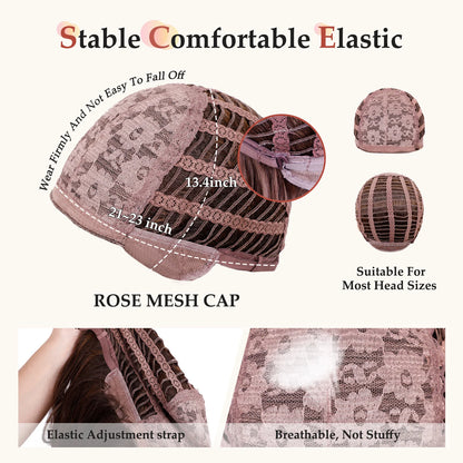 Allbell Magique Short Wavy Wig Bob Curly Wig With Bangs Dirty Orange Lolita Wigs Natural Synthetic Wig For Woman Heat Resistant