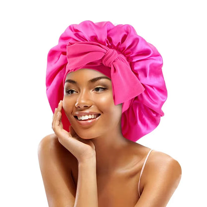 high-quality Mulberry Silk Sleeping Bonnet for Women Large Sleep Cap with Wide Elastic Tie Band for Curly Dreadlock Braid Hair C Badiee Stylez