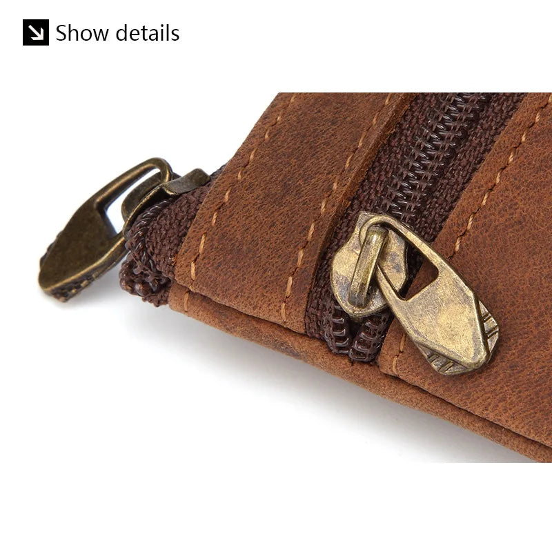 New Cow Leather Men's And Women's Change Vintage Coin Bag Headphone Purse Storage Mini Bag For Man And Woman