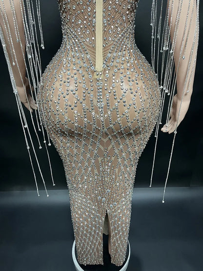 Luxury Crystal Mermaid Evening Gown for Women Sexy Long Ball Dress Wedding Party Ladies Birthday Photoshoot Elegant Eveningwear