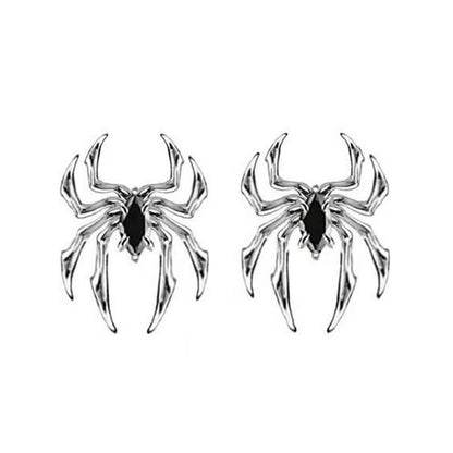 Punk Stainless Steel Spiders Stud Earrings Black Earrings for Men and Women Vintage Hip Hop Rock Piercing Ear Jewelry ES3989