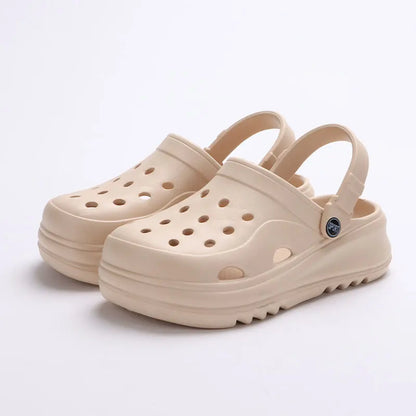 Chunky Platform Clogs Shoes for Women Thick Bottom Non Slip Beach Sandals Woman Summer 2024 Fashion Wedges EVA Sandals Slippers khaki