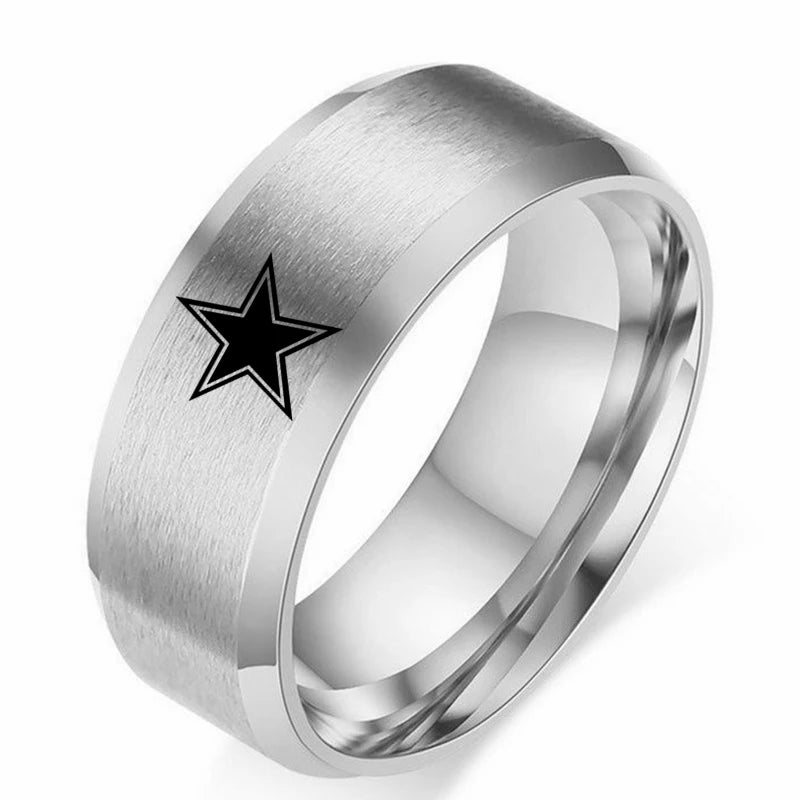 MOREDEAR 8mm Black Titanium Ring Dallas Cowboys For Men and Women M124JR2010-8S
