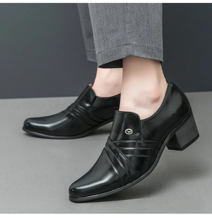 Men Formal Oxford Shoes Casual Business Office Party Loafers Men's High Heels Shoes Classic Men Shoes PU Leather Dress Shoes