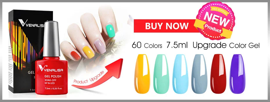 VENALISA Nail Gel Polish 7.5ml Super Glossy Glitter Gellack Great Coverage Soak Off UV LED Semi Permanent Beauty Nail Manicure
