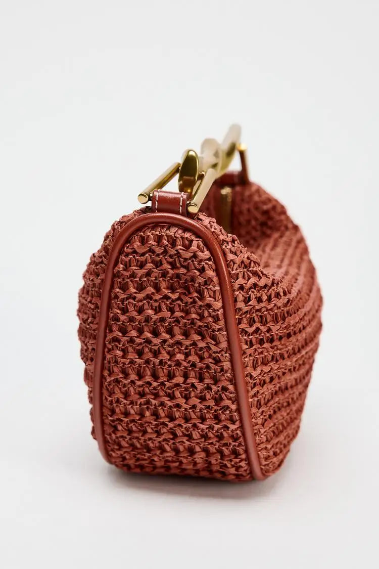 Summer Half-Moon Beach Straw Shoulder Bags Women's Straw Bucket Bag Purse Woven Straw Handbags Casual Tote Crossbody Bag