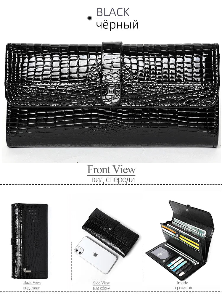 Free Gift Women Leather Wallet Long Ladies 3 Folders Clutch Money Bag Design Purse Fashion AE605-25