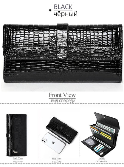 Free Gift Women Leather Wallet Long Ladies 3 Folders Clutch Money Bag Design Purse Fashion AE605-25