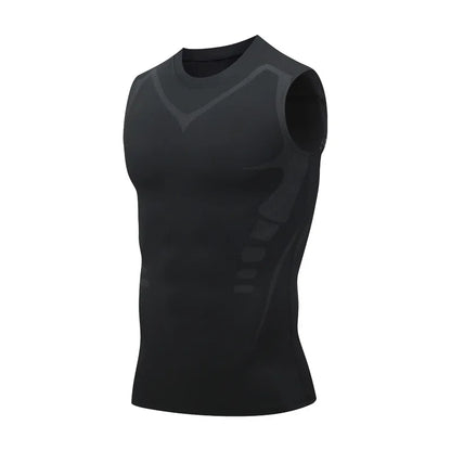 Mans Compression Tank Top Men Gym Shirt Sleeveless Quick Dry Sportswear Male Fitness Bodybuilding Vest Workout Muscle Top 807 black