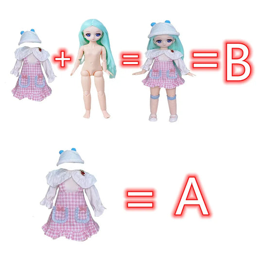 30cm Two-dimensional Doll Comic Face 1/6 Bjd Doll or Dress Up Clothes Children's Girl Birthday Gift Toys Kids Toys