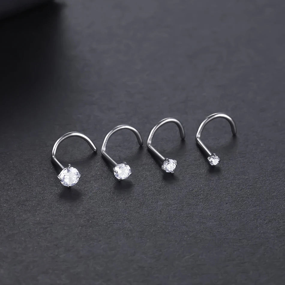 1PC Titanium 18G /20G 1.5/2/2.5/3mm Zircon Gem Nose Stud Piercing Screw Prong CZ Nostril Earring Nariz Piercings Sexy Jewelry Badiee Stylez