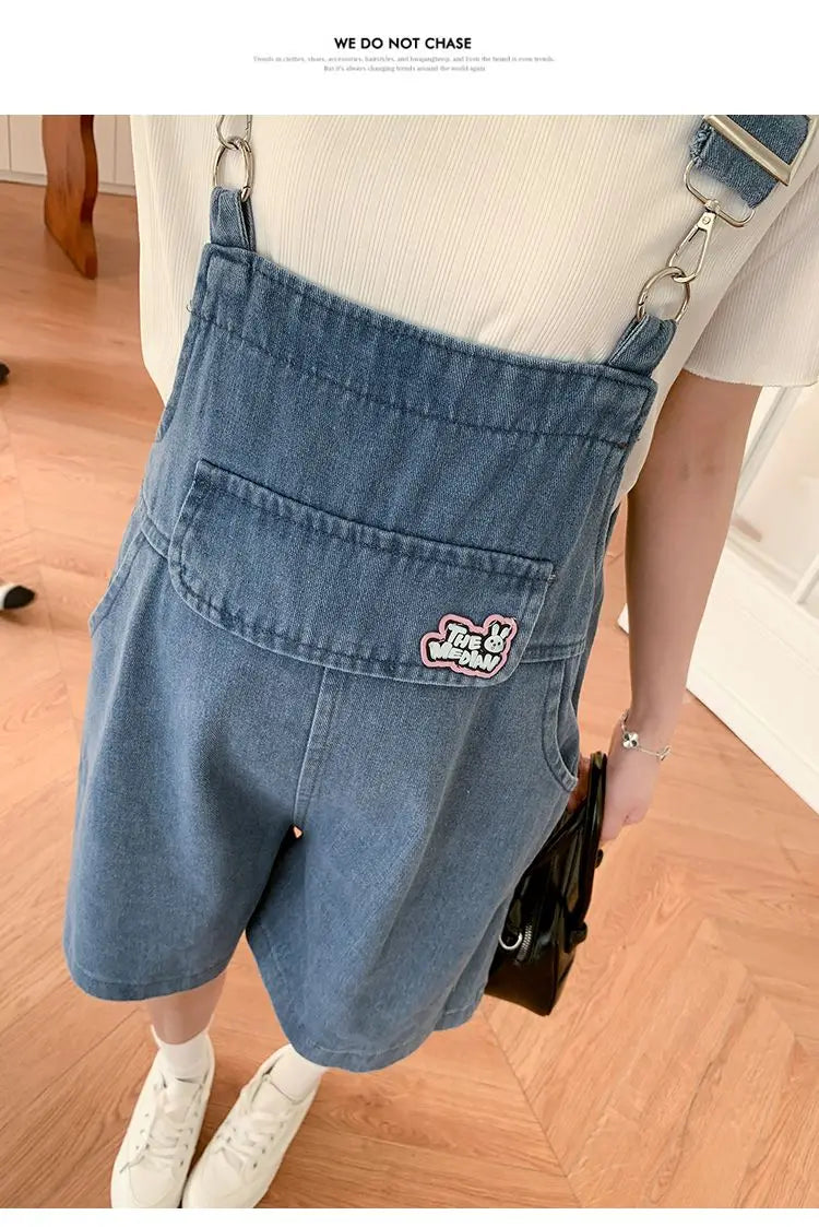 Denim Jumpsuit Rabbit Ears Cute Girl Chic Wide Legs High Waist Loose Korean Japan High Street Solid Jump Suits Women