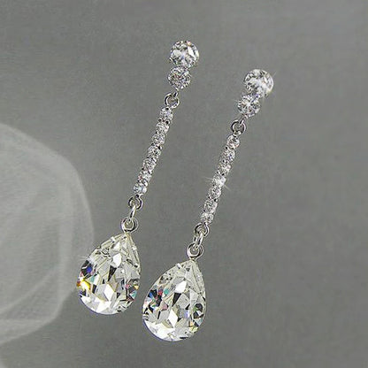 Huitan Temperament Bridal Wedding Earrings Luxury Cubic Zirconia Crystal Aesthetic Women's Dangle Earrings Eternity Love Jewelry E1951