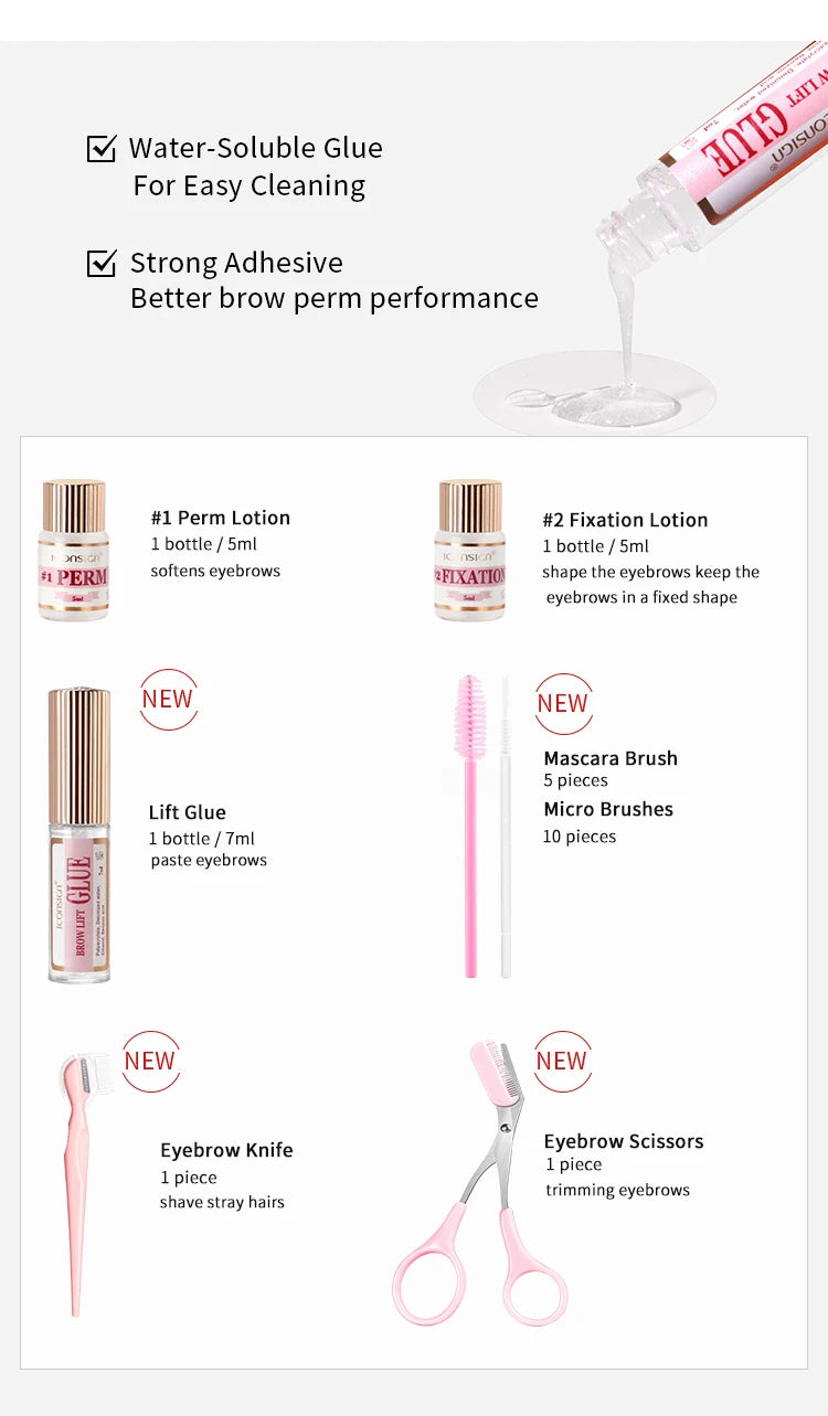 DIY Brow Perm Eyebrow Lamination 45-60 Days ICONSIGN Professional Brow Perming Set Beauty Makeup Tools Home Use