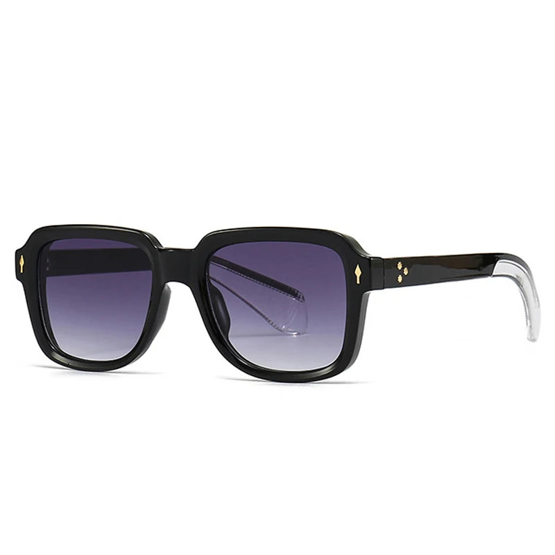 SHAUNA Fashion Sunglasses Women Square Gradient Shades UV400 Retro Rivets Men Sun Glasses Black gray gradient As the picture