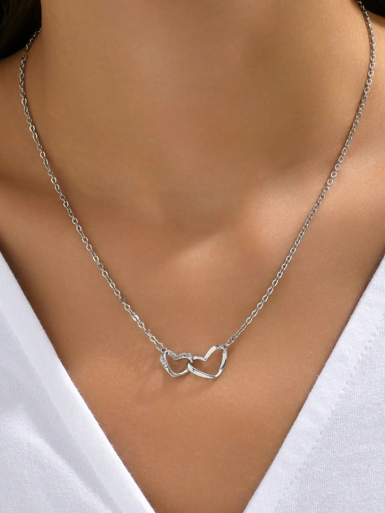 Tiny Cute Double Hollow Heart Chain Necklace Women Fashion Love Necklace Valentine's Day Jewelry for Women Badiee Stylez