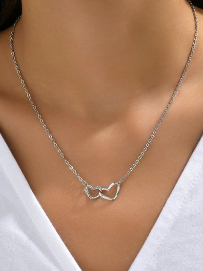 Tiny Cute Double Hollow Heart Chain Necklace Women Fashion Love Necklace Valentine's Day Jewelry for Women Badiee Stylez