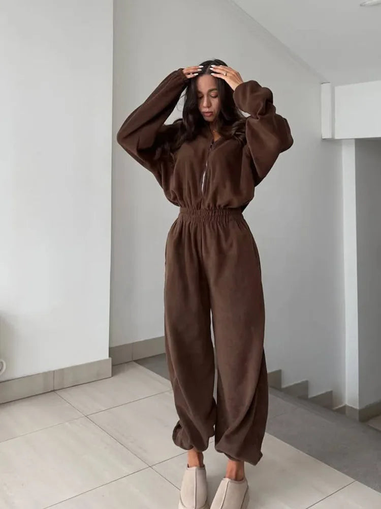 Jumpsuits Women Rompers One Piece Full Sleeve Zipper Overalls Long Pants Elastic High Waist Rompers Y2k Streetwear Jumpsuit 2025 Badiee Stylez