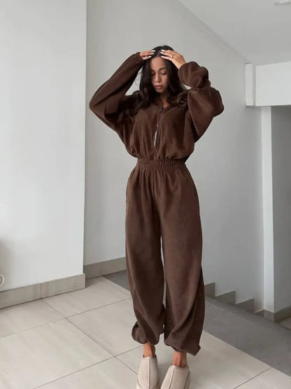 Jumpsuits Women Rompers One Piece Full Sleeve Zipper Overalls Long Pants Elastic High Waist Rompers Y2k Streetwear Jumpsuit 2025 Badiee Stylez