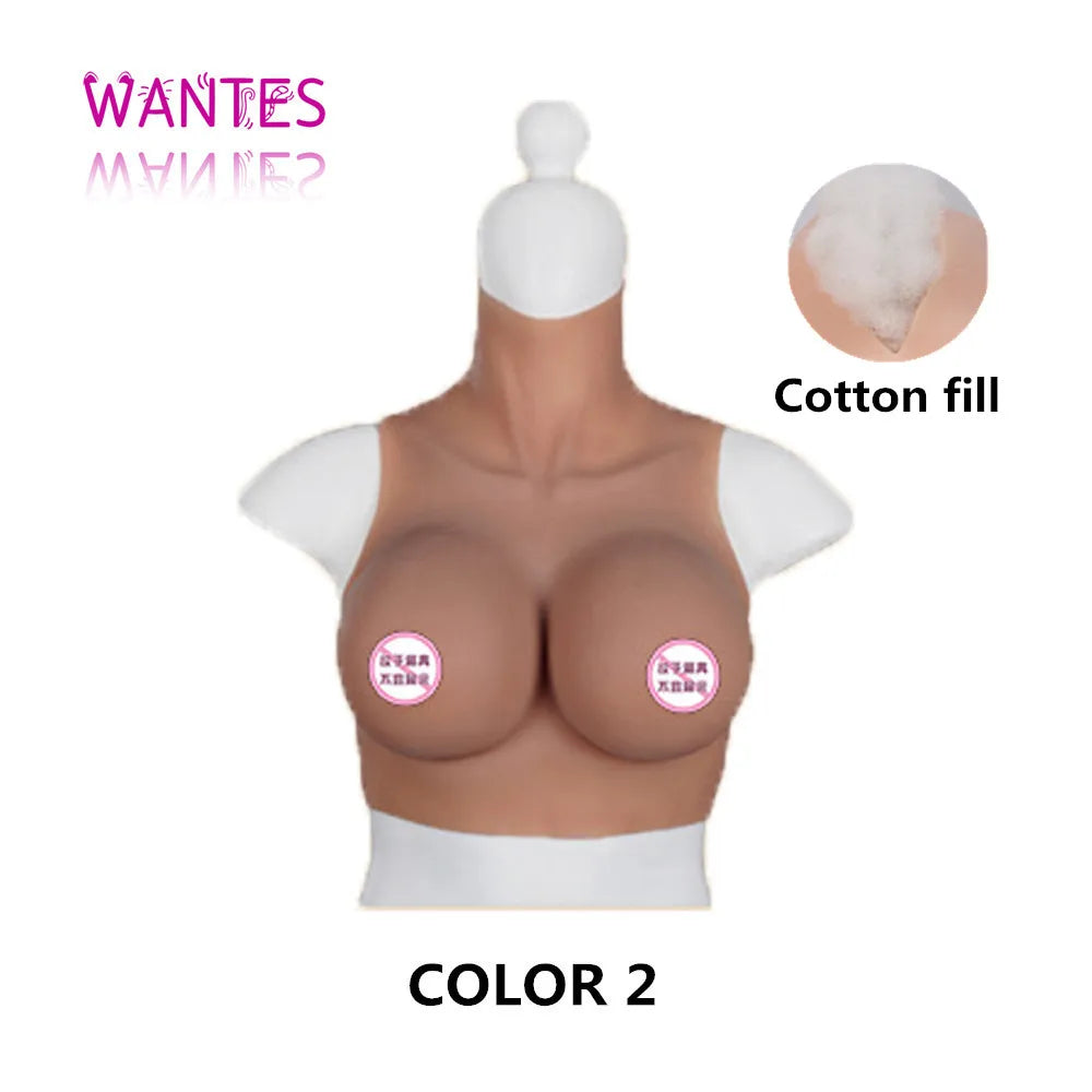 WANTES Crossdress for Men Beginner Fake Silicone Breast Forms Huge Boob A/B/C/D/E/G/H Cup Transgender Drag Queen Shemale Cosplay COLOR2-cotton fill