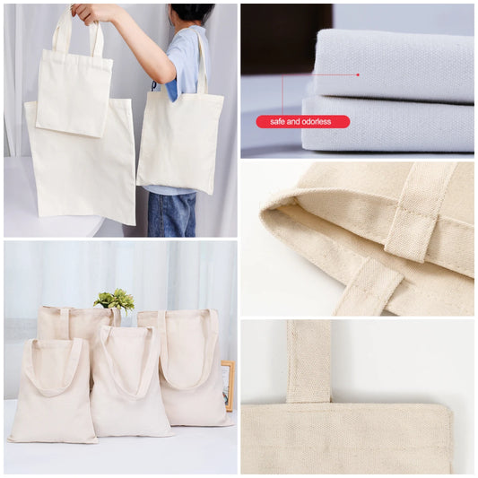 ISKYBOB Large Capacity Canvas Shoulder Bag Handbag Folding Eco Cotton Tote Bags Reusable DIY Painted Shopping Bag Grocery Bag