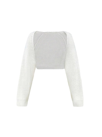 Shrug Raglan Sleeve Open Front Cardigan Elegant Solid Color Ribbed Knitted Cardigan For Spring & Fall Women's Clothing WHITE