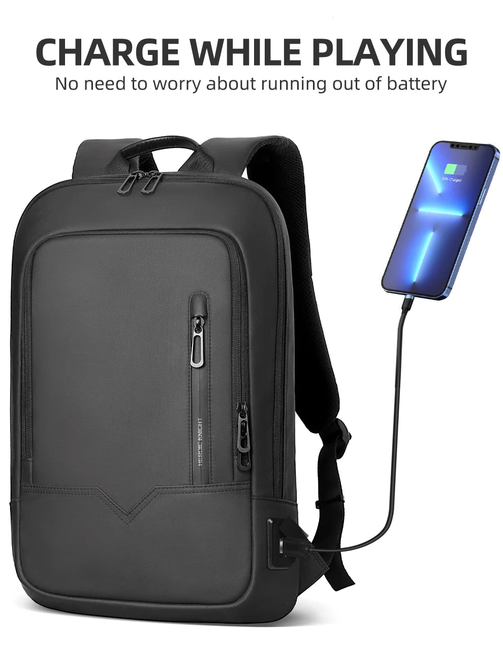 Hk Slim Laptop Backpack Men 14 Inch Office Work Women Backpack Thin Business Bag Unisex Black Ultralight Small Backpack School