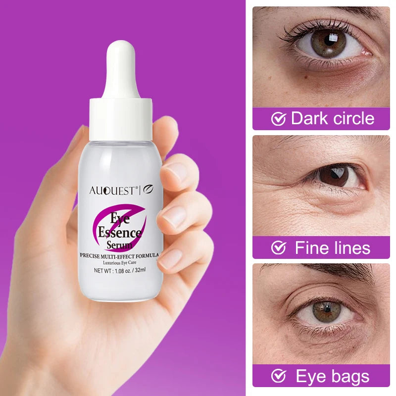 AUQUEST Anti Dark Circles Eye Serum Eye Bags Removal Caffeine Eye Cream Fade Fine Line Hyaluronic Acid Anti-Puffiness Skin Care