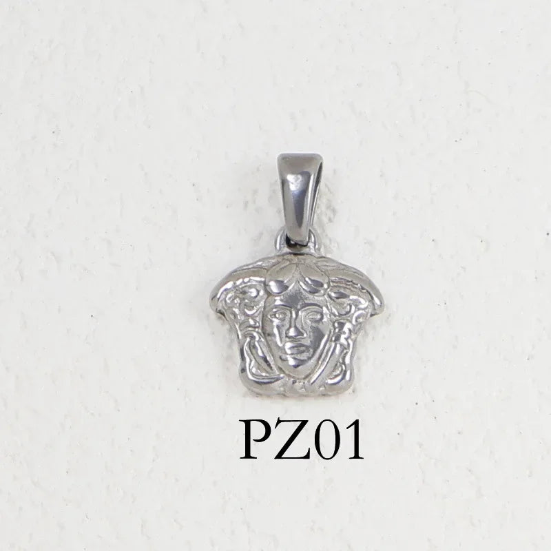 RHYSONG Geometric Stainless Steel 18K Gold Plated Snake Cross Palm Conch Mushroom Pistol Pendant For Women Diy Findings Jewelry 01-SV