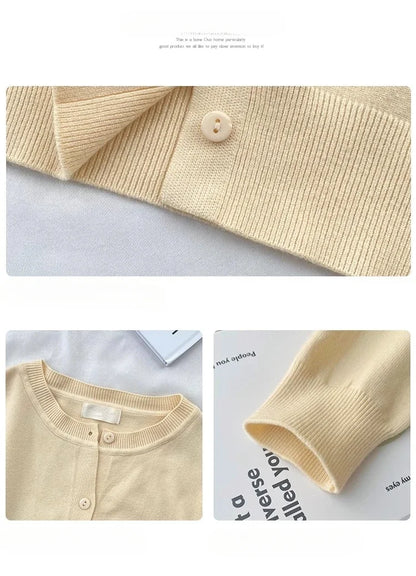 New 2025 Spring Summer Knit Cardigan O-Neck Solid Color Fashion High-Grade Comfortable Slim Casual Knitwear Tops