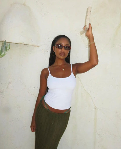 Tank Summer Women's Solid Color Slimming Stretch Fitness Camisole Basic Sports Bra Skin-Friendly Yoga Top