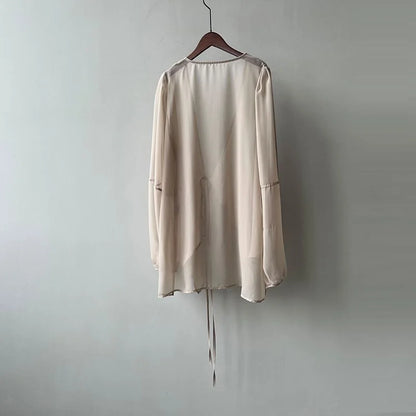 Summer Sun Protection Shirt Korean Women Chiffon Cardigan Blouse Solid Color Ladies Shawl Female Oversize Casual Loose Coats