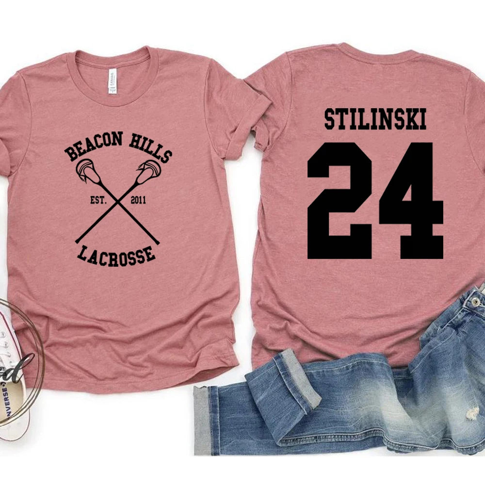 Teen Wolf Shirt STILINSKI 24 LAHEY 14 MCCALL 11 Fashion Print Tees The Original Beef of Chicagoland Shirt Harajuku Y2k 90s Tops Heather Mauve