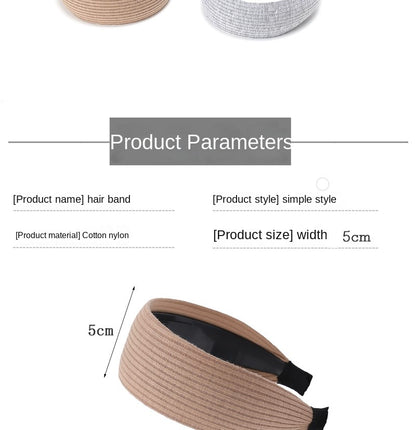 Wide-Brimmed Non-Slip Headband Women's Short Hair Simple Hair Clip Cover Gray Hair Fashion Temperament Hair Pressing Headwear