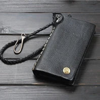 Vintage Genuine leather wallet Men leather long wallet men purse clutch bag male money clips zip around money bag card holder
