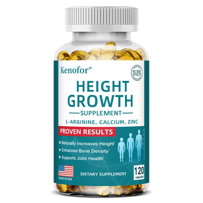 Natural Height Growth Calcium Vitamin D Supplement Vegetarian Capsules, Increase Bone Strength, Height Promoter Capsules Adults 120 count-1 bottle