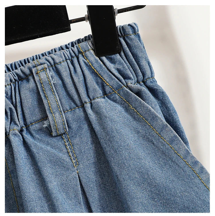 High Waist Wide Leg Loose Denim Shorts Women 2024 Summer New Arrivals Half Length Blue Color Jeans Shorts Korean Casual Jeans