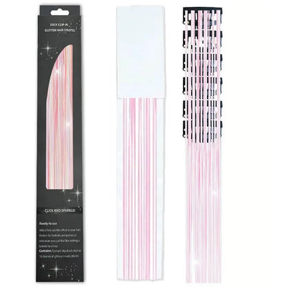 6-Piece Set BB Clip Tinsel Hair Metal Laser Gold Thread PET Laser Thread Highlighting Cross-Border Hair Accessories BB clip fluorescent powder tassel (6 black boxes)