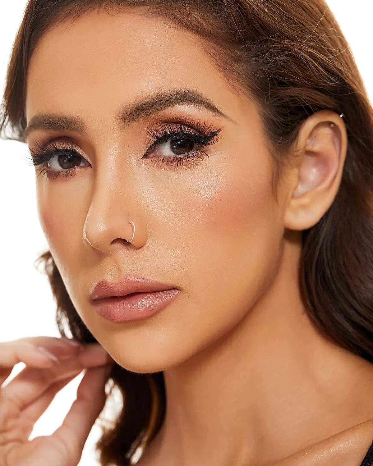 20PCS Nose Ring Hoop for Women Thin Nose Piercing Jewelry Silver Color Gold Color (8mm 22 Gauge)