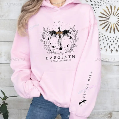 2025 Women's Fall/Winter Hoodie Fourth Wing Sweatshirt Basgiath War College Dragon Knight Hoodie Fantasy Gift unisex Pullover BJ3371-WY-pink