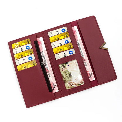 New Korean version women's wallet long V-shaped buckle three fold wallet for women, hand-held bag, change card bag